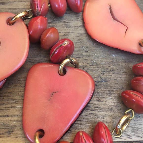Natural Organic Tagua Nut Seed Vegetable Vegan Ivory Boho Necklace - Picture 4 of 5